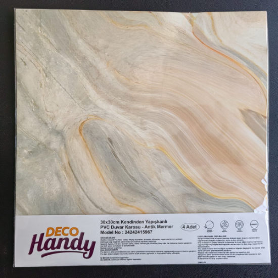 Decohandy 30x30 Cm Pvc Duvar Karosu 4’Lü Paket - Antik Mermer